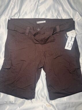 Dalia Collection Women's Dark Brown Cargo Bermuda Shorts with Fabric Belt